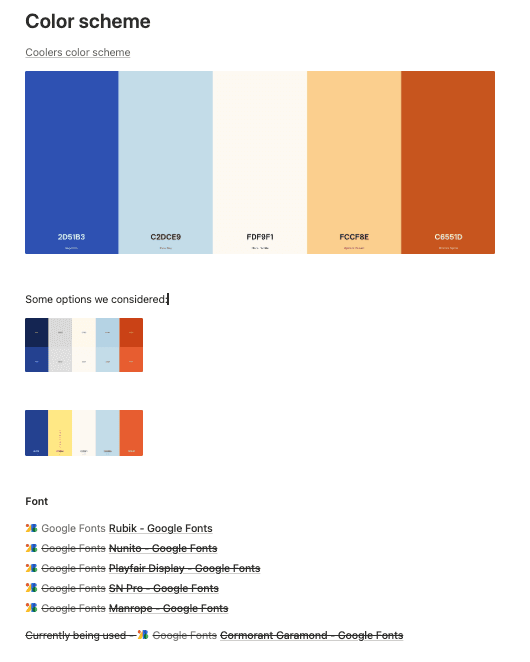 The vess color palette